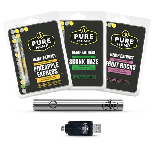 Multiple Flavored CBD Vape Cartridge Bundle With Pen And USB Charger 